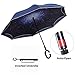 Parapluie inversé avec bandes réfléchissantes, parapluie inversé de voiture double couche, parapluie debout avec dépliage automatique TravelEase, poignée en forme de C pour porter des sacs et libérer les mains
