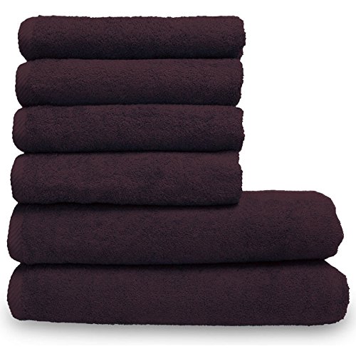 Lanudo® Luxus Handtuch-Set 600g/m² Pure Line 100% Baumwolle | 2 Badetücher/Duschtücher 70×140 cm und 4 Handtücher 50×100 cm | 6-teilig | Farbe:Violett - 2