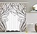 Produktbild jinhuilvcaigongsi Art Nouveau Shower Curtain, Vintage Victorian Renaissance Curving Branches in Earth Tones Classic, Cloth Fabric Bathroom Decor Set with Hooks, 70 inches, Seal Brown White