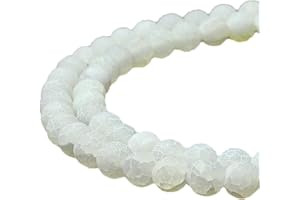 jartc Perle per Energy Bracciali Yoga Braccialetto Braccialetto DIY Perline in Pietra Naturale Bianca Givrata Agata 38 Pezzi, 34 CM, 10 mm