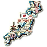 Japan Tourist Travel Souvenir Fridge Magnet,Illustrated Country Map with Cities Landmarks, 3D Design MDF Wood Paper Print Fea