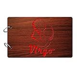 Sehaz Artworks Virgo Zodiac Sign Wooden Scrapbook Photo Album for Memorable Gift on Boyfriend Girlfriend Birthdays, Valentines Day, Anniversary, for Couples (22 cm x 16 cm x 4 cm, Brown)