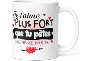 Luigi Collection Mug Humour Amour Tu Pètes Tasse Message drôle Idée Cadeau Original pour Ami Couple Amoureux Collègue Mari Femme Homme Fiancé Copain Copine Anniversaire St Valentin Noël.