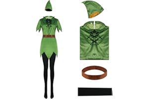 LILLIWEEN Peter Pan Costume Cosplay Costume, Anime Halloween Game Party Cosplay Suit for Adult