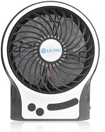 JTONG Portable USB Mini Fan, 4.5-Inch Desk Desktop Table Electric Quiet Fan with LED Light, Handheld Personal Cooling Fan 3 Modes Wind Speed Adjustable with 18650 Rechargeable Battery and USB Cable for Laptop Room Bedroom Office Outdoor Travel Camping - Black