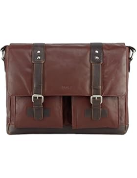 Echt Leder Messenger Bag Aktentasche Schultertasche Umhängetasche DIN-A4 Laptoptasche 15,6 Henkeltasche braun
