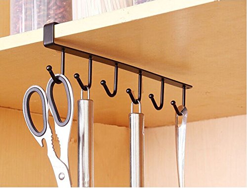 Preisvergleich Produktbild LIMITA Möbel Wohnaccessoires,Kitchen Storage Rack Schrank Hängen Haken Kleiderbügel Brust Lagerung Organizer Halter (schwarz)