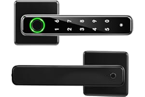 Agrdeed Fingerprint Door Lock, Smart Door Lock 6 in 1 Lever Handle Door Locks with Fingerprint/IC Cards/Password/Backup Keys/Bluetooth Keyless Entry Door Locks for Bedroom Office Hotel