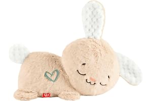 Fisher-Price Soothe & Settle Bunny babyleksak | Tvättbar plyschleksak med musik och ljus, nickande huvud, bärbar ljudmaskin, från 0 månader, HXG97