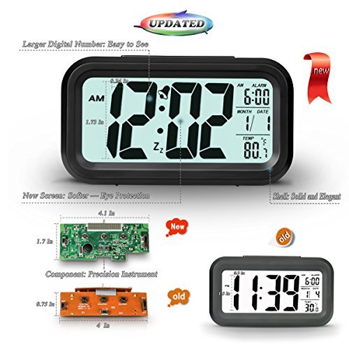 ZHPUAT Digital-Wecker Digitaluhr große LCD-Ziffern mit Hintergrundbeleuchtung Schwarz - 4