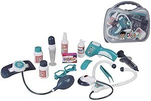 JugaToys - Maletín de Doctor de Juguete para Niños y Niñas - Set de Accesorios Médicos con Luz - Incluye Maletín para Guardar Todo - Juego de Imitación Educativo A Partir de 3 Años