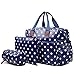 Miss Lulu 4 Piece Polka Dot Baby Nappy Changing Bag Set Navy Blue L1501D2 NY