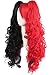 MapofBeauty Multi-color Lolita Long Curly Clip on Ponytails Cosplay Wig (Black/ Red)