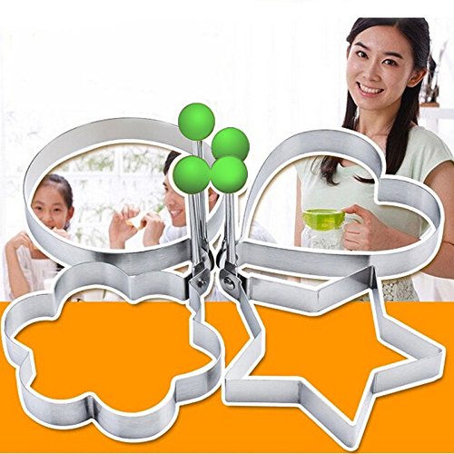 Omelet, ESAILQ 4PC dickes Edelstahl-Omelett-Form-Kontrolle Reis-Omelett-Form-Liebe - 2