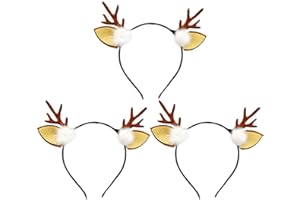 FRCOLOR Deer Antler Headband with Ears Elk Deer Headband Antlers Christmas Animal Ears Xmas party Favors Holiday