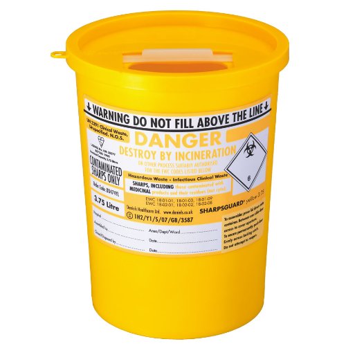 SharpsGuard Yellow Lid 2 5 Litre Colour Coded Sharps Bin