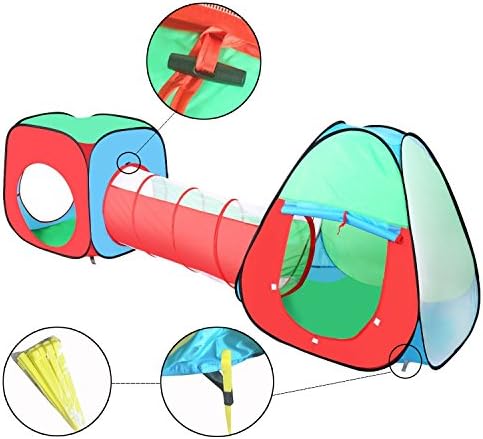 Travel Dream Foldable Pop up Kids Toddler Play Tent Indoor Outdoor Use with Tunnel and Ball Pit (light green)