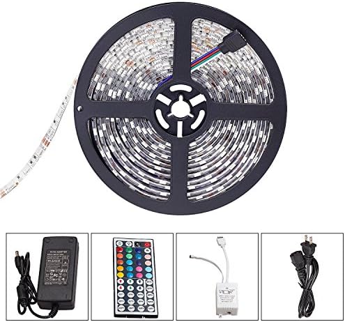 TN Cow LED Strip Lights 32.8ft/10M Flexible Waterproof IP65 5050 600LEDs 12V RGB Light Kit RGB LED Strips Lighting With 44key IR Remote Controller and DC 12V 8A Power Adapter Supply for DIY Party Decoration, Home, Kitchen, Gardens, Cars, garden lights, room decorations, Home Led Lighting Bars， Decoration and Indoor Outdoor Use