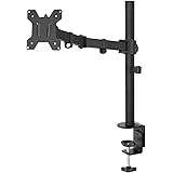 Amazon Basics - Supporto per Singolo monitor, con montaggio a scrivania, braccio regolabile in altezza, in acciaio, Nero