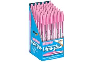 KM ONLINE 2xUltra-Glide Smooth Wrinting Ballpoint Pens - Neon Pink x 10 Pens