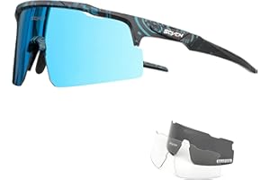 SCVCN Polarisées Cyclisme Lunettes de Soleil Vélo Avec 3 Lentilles Interchangeables Hommes Femmes