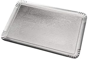 lepetitmitron -25 Plateaux en Carton Argenté - Plateaux de Présentation pour Pâtisseries/Amuse-bouches/Buffets (28x42cm)