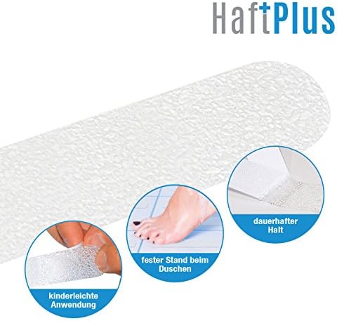 HAFTPLUS Adhesive Non Slip Shower Bath Anti Slip Stickers Transparent Stripes - 12er Pack