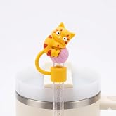 Sevimli Kedi Fig&uuml;rl&uuml; Silikon Pipet Kapağı, Kawaii Stil, Stanley ile Uyumlu Pipet Tıpası Koruyucu