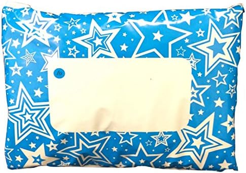 25 x Starlight Blue Star Printed Mailing Bags - 330mm x 440mm (13" x 17") 50 micron (200g) - Post Plastic Polybag Poly Strong Self Seal