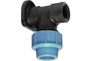 BFG Racor MDPE de Fontanería para Tuberías de Agua, Codo de Pared 25mm x 3/4" BSP Hembra, para Tubería de Plástico MDPE, 16 Bar, Temp. Máx. 45°C, Racores de Compresión