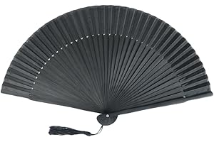 Vosarea Schwarz Handfächer Japanischer Chinesischer Faltfächer Seide Faltfächer Vintage Faltfächer Damen Herren Faltfächer Ideal als Hochzeit Geschenk