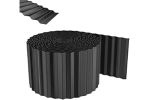 Aufun Rasenkante Metall 20m, Wellen verzinkt Beetbegrenzung, 15cm Höhe, Raseneinfassung Ideal für Rasenbegrenzung, flexibel Beetumrandung für Gartenliebhaber und Landschaftsgestaltung, Anthrazit