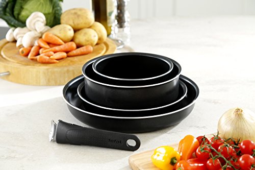 Tefal Ingenio Essential Non-stick Saucepan Set, 5 Pieces - Black
