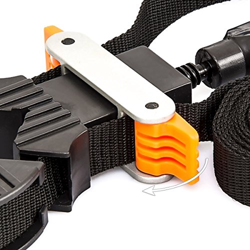 Relaxdays Rahmenspanner mit 4 Spannbacken & 4 Meter Nylongurt als Bandspanner zum Leimen und Schrauben von rechtwinkligen Werkstücken stufenlos verstellbar HBT: 3 x 10 x 28 cm, schwarz - 6