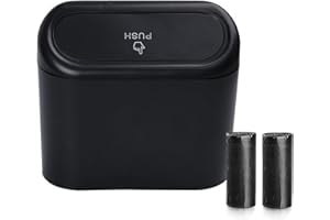 VBGURR Poubelle de voiture, poubelle avec sacs poubelles, mini poubelle de voiture, accessoires intérieurs de voiture, essentiels pour la maison, le bureau et la cuisine, noire