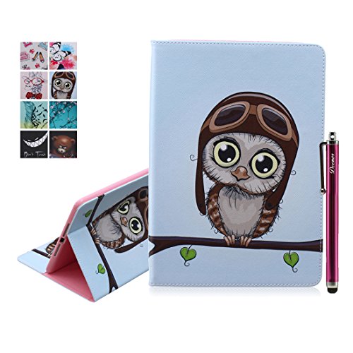 iPad Air Hülle, Deenor Bunt Painting und Stilvoll Brieftasche Tasche PU Leder Flip Protective Stand Tasche Schutzhülle Hülle für Apple iPad Air (2013 Version).[Traveller Bird]