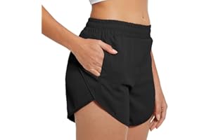 KBRPEY Pantalones Cortos Deportivos para Mujer Pantalón Corto de Cintura Alta Elástica Mallas con Bolsillo Correr para Fitness Yoga Correr Running Ejercicio Secado Rápido