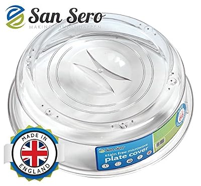 San Sero COUVERCLE POUR MICRO-ONDES SAN SERO: Répartition de la chaleur - Anti-vapeur - Anti-éclaboussure - En polycarbonate de grande qualité - Fabrication Britannique - 26 cm de diamètre - 66% d’économie d’énergie.
