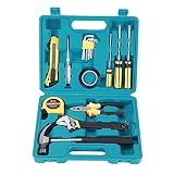 11 Stück Schraubenschlüssel Maßband Werkzeug-Satz-Auto-Reparatur-Werkzeug Mixed Kombi-Paket-Handwerkzeug-Set mit Kunststoff-Toolbox-Speicher-Fall