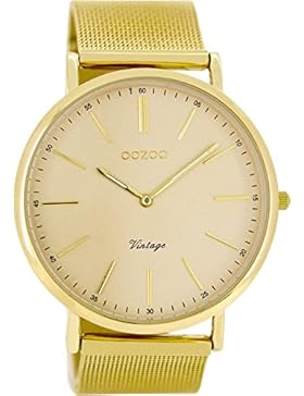 Oozoo Vintage Herrenuhr Metallband 44 MM Weiss/Vergoldet C8179