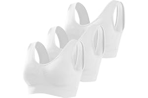 Memoryee Reggiseno Sportivo Donna Imbottito Sostegno Forte Elasticizzato Taglie Forti Senza Ferretto Push Up per Yoga Vogatore Golf Palestra Fitness Corsa 3 Pezzi