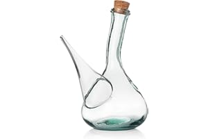 VISTE-LO Porron en verre artisanal. Porron de vin en verre 1000 ml. Porronet Barral. Porron de vin 1 l. Fabriqué en Espagne. Fabriqué à la main. Verre 100 % recyclé