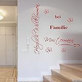 WANDTATTOO Wandaufkleber Herzlich Willkommen bei Familie..WUNSCHNAMEN Schriftzug in zwei Größen und 21 Farben zur Wahl