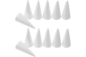 Happyyami 12 Pezzi Cono in Schiuma Bianca Coni di Bianco per Fai da Te casa Progetto Artigianale centrotavola Albero di Natale 10 cm
