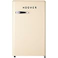 Hoover-HSD-K123RW123L Retro Style Single Door Refrigerator, Compact Free Standing Fridge with Freezer, Tempered Glass Shelves, Adjustable Thermostat, Eco-Friendly, 1 Year Warranty, Cream