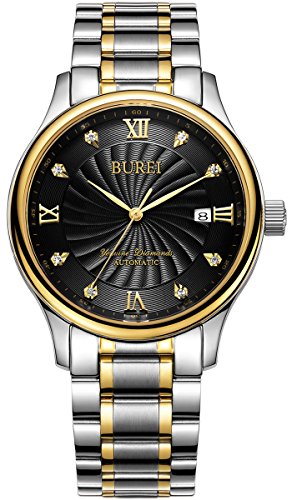 Burei Herren Datum Display Analog Automatik Armbanduhr Armbanduhr mit Edelstahl Armband fr Mann