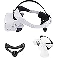 Exrp Oculus Quest 2 Halo Strap and Silicone Face Cover - Adjustable Replacement for Quest 2 Elite Strap - Relieved Face ​Pressure Comfortable Touch - Oculus Quest 2 VR Accessories Head Strap (White)