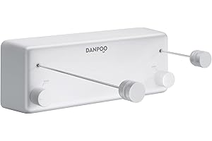 Danpoo Retractable Washing Line, Double 4.2 m Stainless Steel Clothes Lines Heavy Duty Indoor/Outdoor, Clothes Airer Wall Mounted, White