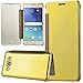 Price comparison product image xifanzi Mirror Surface Flip Case for Samsung Galaxy J5 2016 Yellow Folio Transparent Clear Plastic Back Cover Bookstyle Ultra Slim Fit Crystal Smooth Grip Durable Protection Cell Phone Cases and Covers for Samsung Galaxy J5 2016