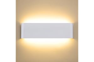 Schiele Aplique Pared Interior, LED 2800K Lampara Pared Dormitorio 12W 30cm, 960LM Lámpara 230V Aluminio Decoración Arriba y Abajo Aplique Luz Candeeiro para Pasillo Baño Sala Escalera Plafone, Blanco